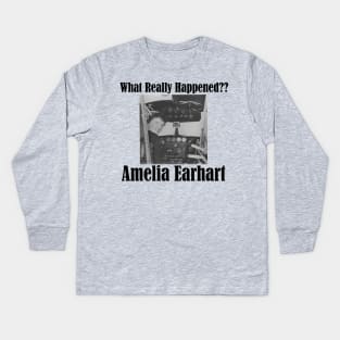 Amelia Earhart - What Really Happened?? Kids Long Sleeve T-Shirt